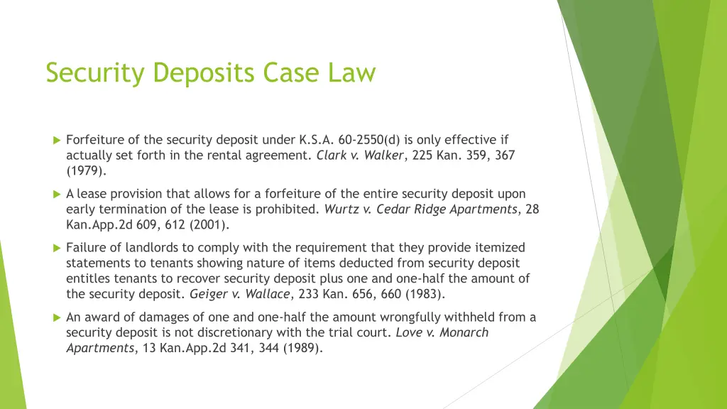 security deposits case law
