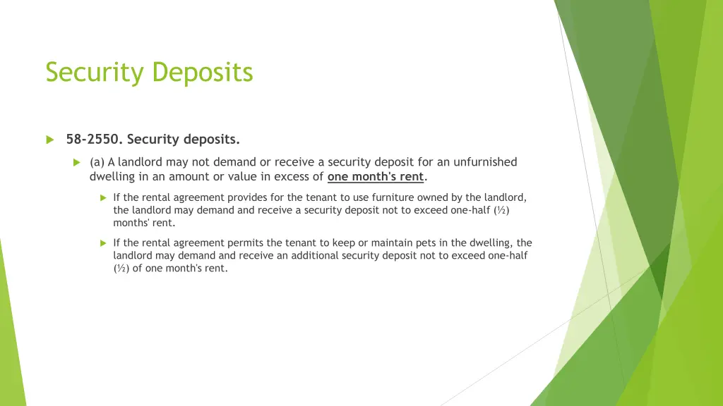security deposits