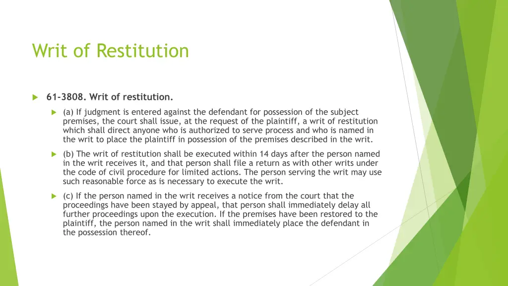 writ of restitution