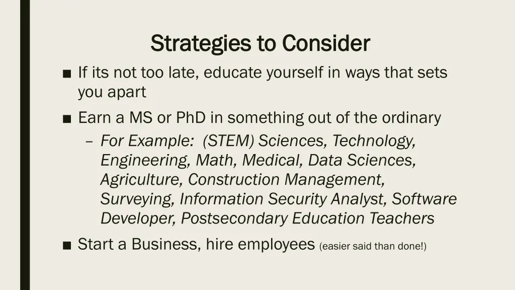 strategies to consider strategies to consider