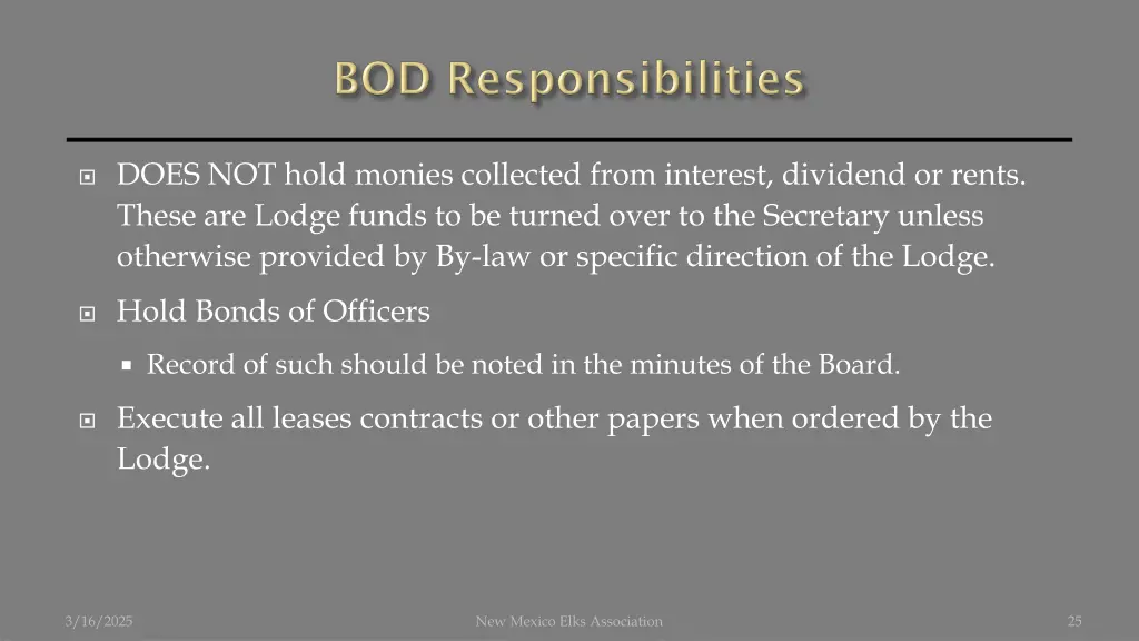 does not hold monies collected from interest