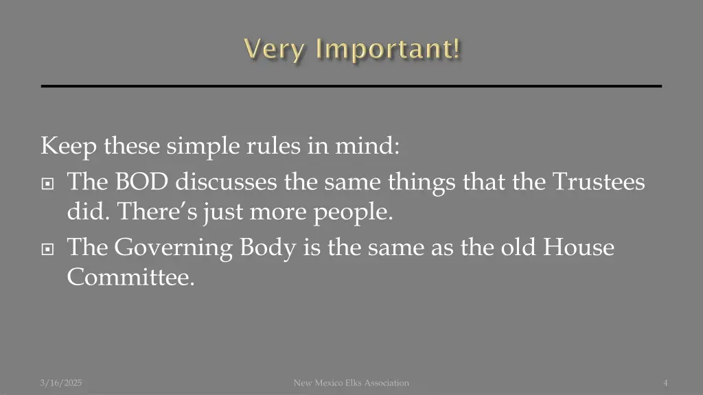 keep these simple rules in mind the bod discusses