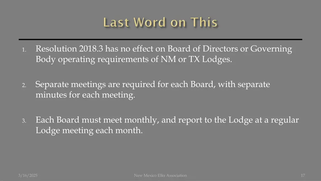 resolution 2018 3 has no effect on board