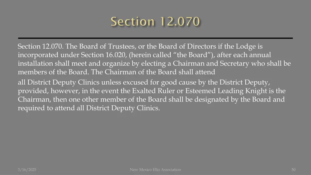 section 12 070 the board of trustees or the board