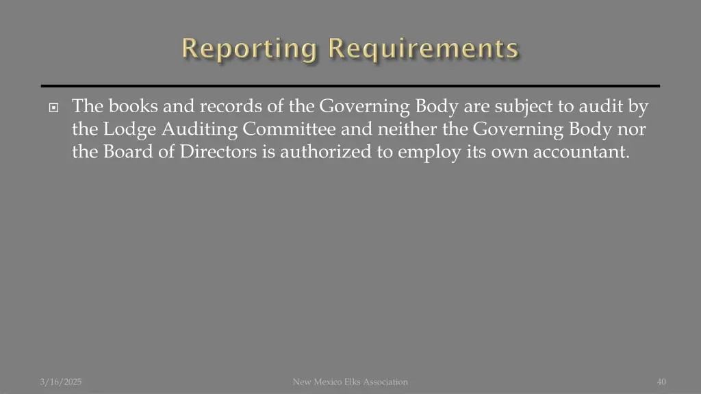 the books and records of the governing body