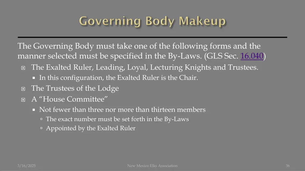 the governing body must take one of the following