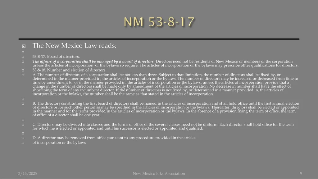 the new mexico law reads
