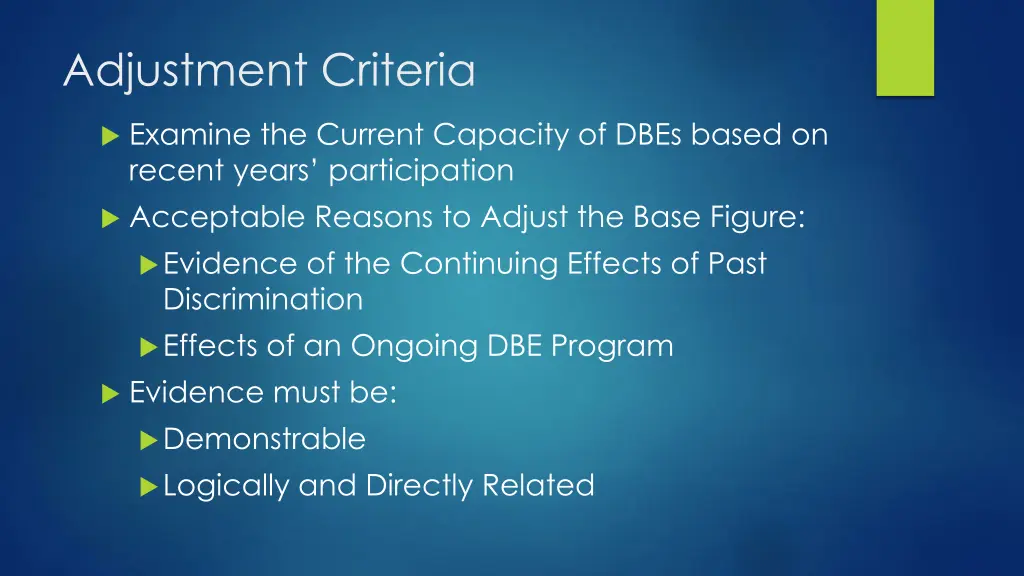 adjustment criteria