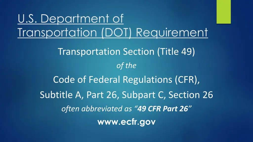 u s department of transportation dot requirement