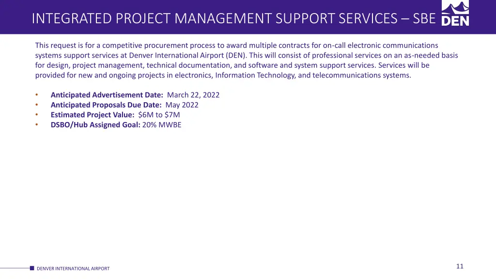 integrated project management support services sbe 4