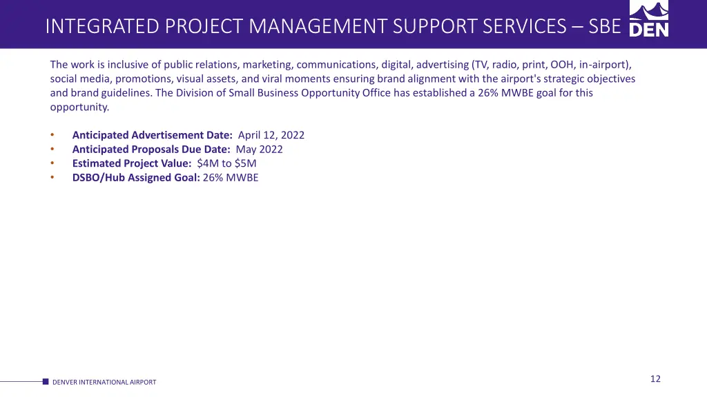 integrated project management support services sbe 5