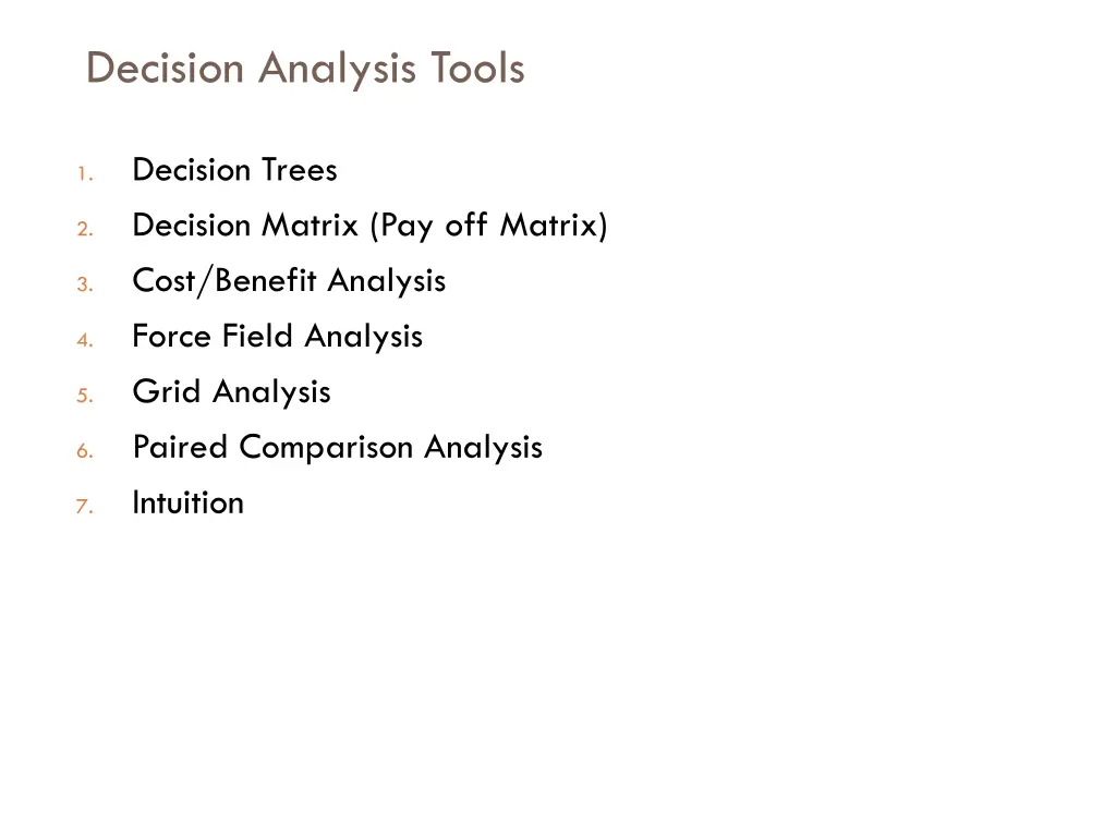 decision analysis tools