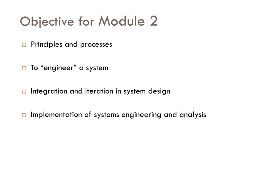 objective for module 2