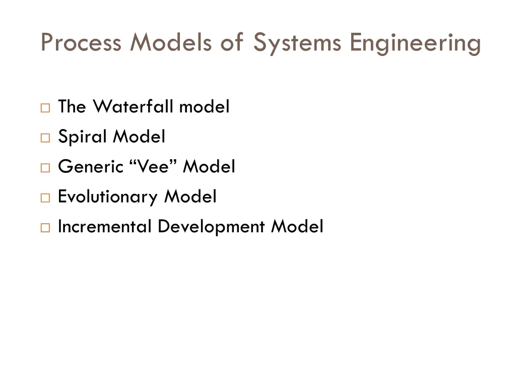 process models of systems engineering