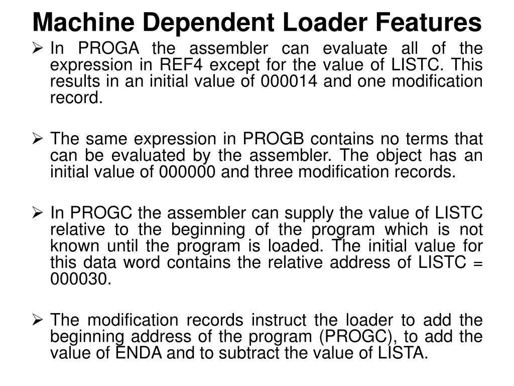 machine dependent loader features in proga