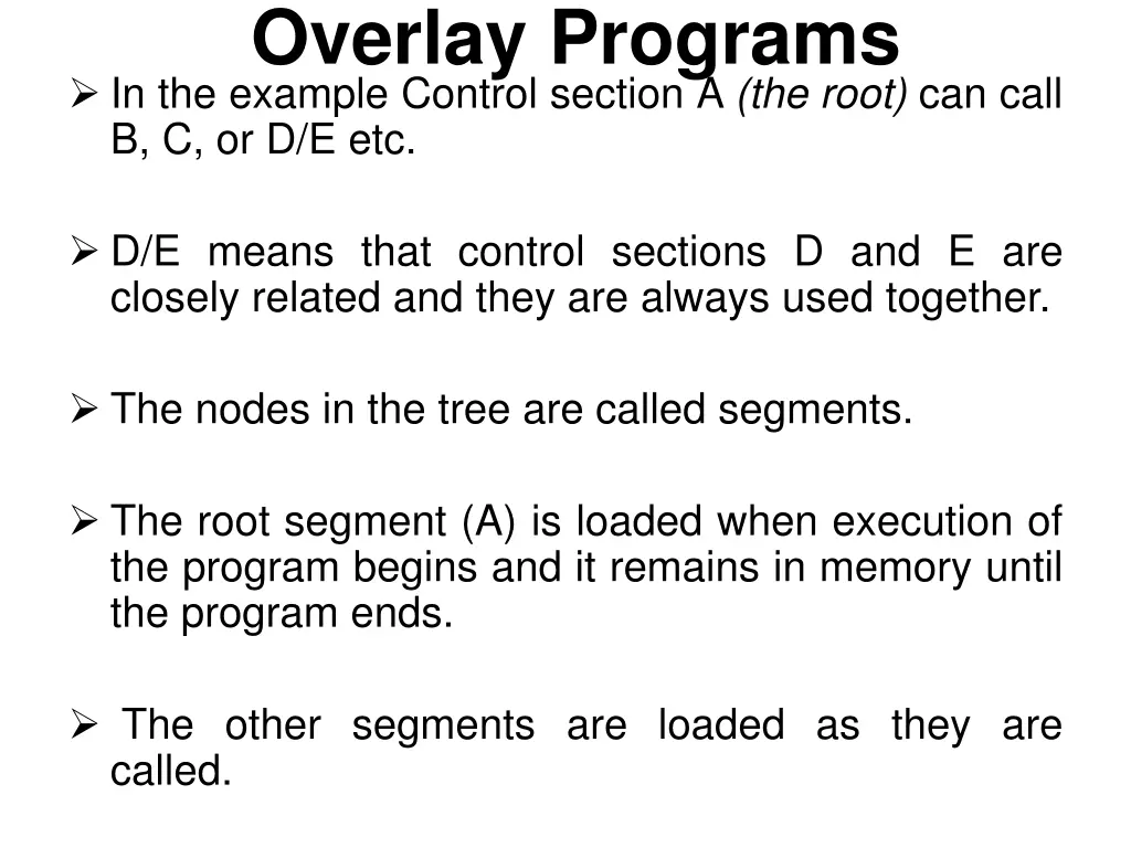 overlay programs in the example control section