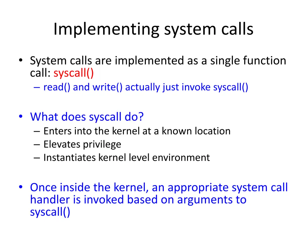 implementing system calls