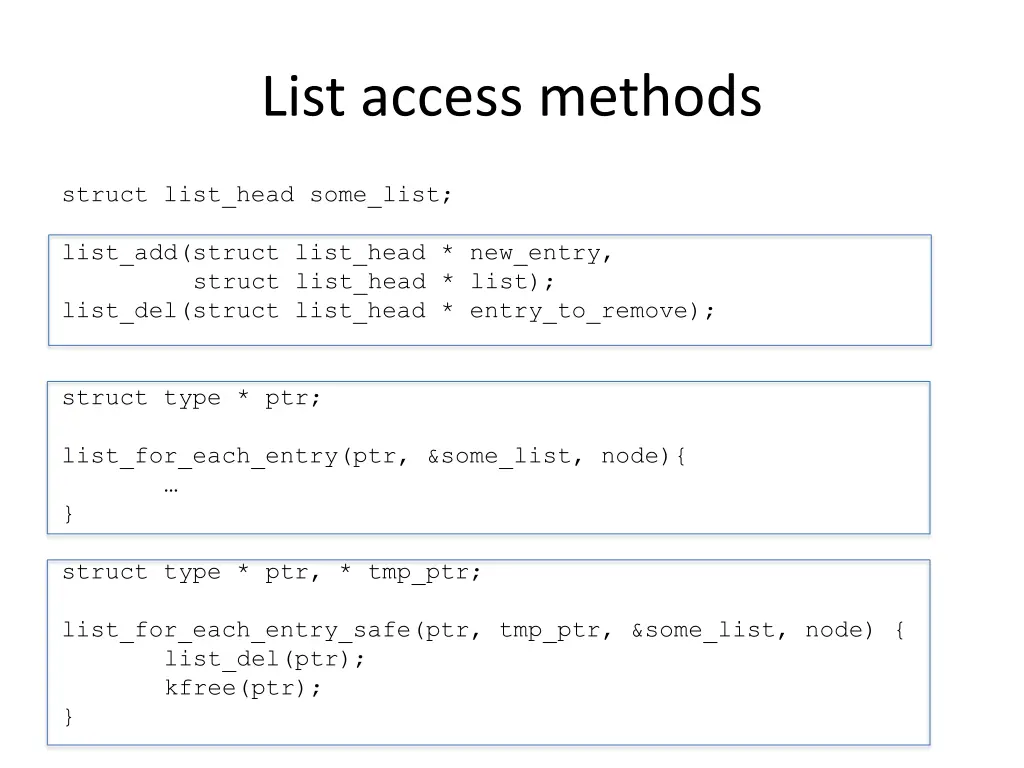 list access methods