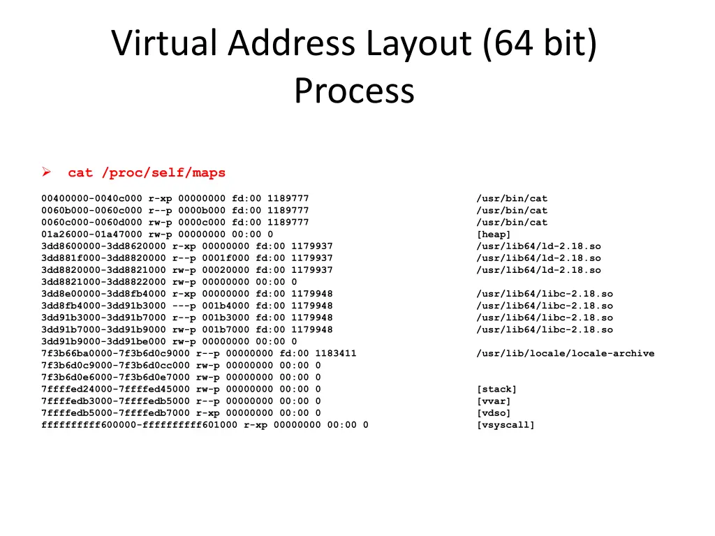 virtual address layout 64 bit process