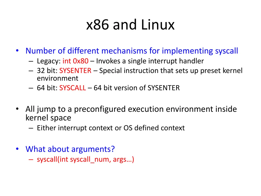 x86 and linux
