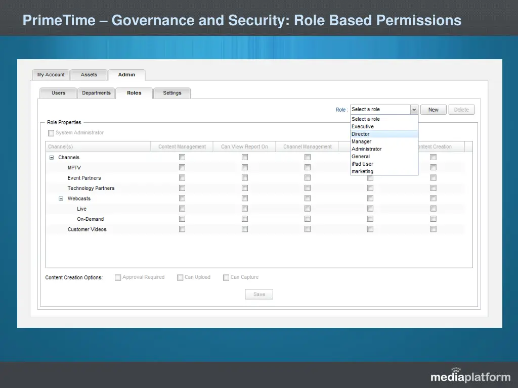 primetime governance and security role based