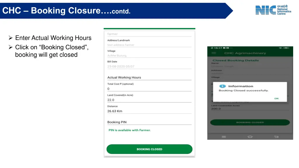 chc booking closure contd