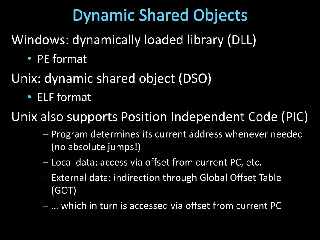 dynamic shared objects