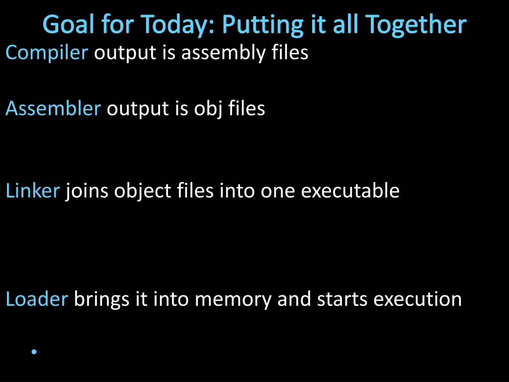 goal for today putting it all together compiler