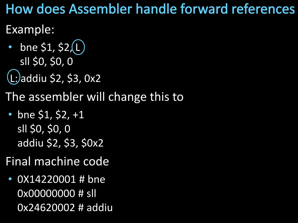 how does assembler handle forward references 1
