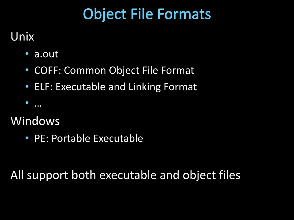 object file formats