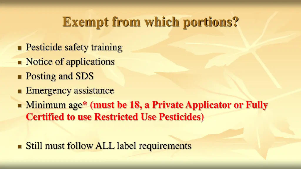 exempt from which portions