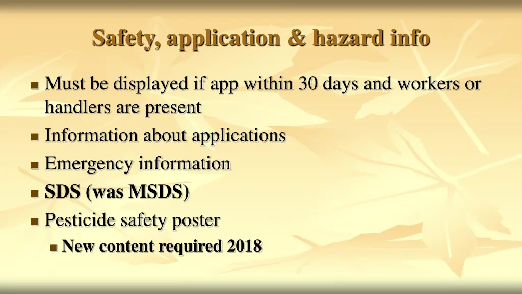 safety application hazard info