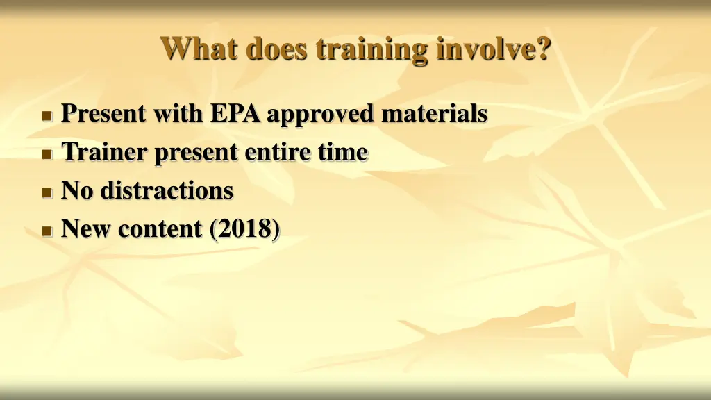what does training involve