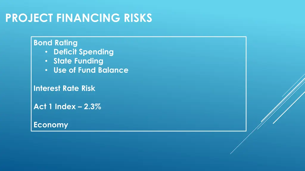 project financing risks