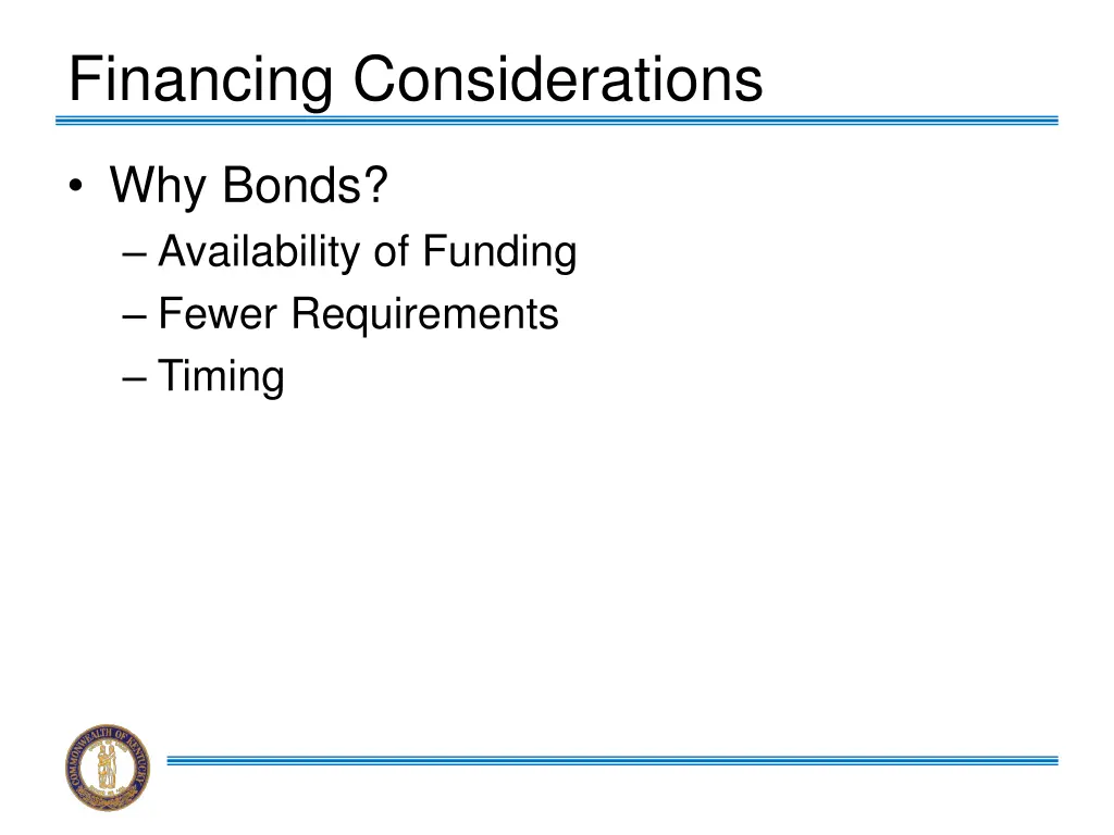financing considerations