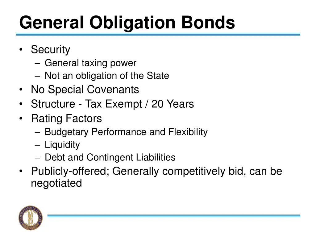 general obligation bonds