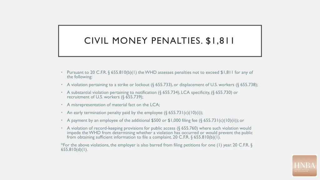 civil money penalties 1 811