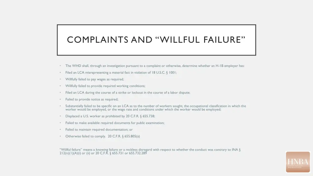 complaints and willful failure
