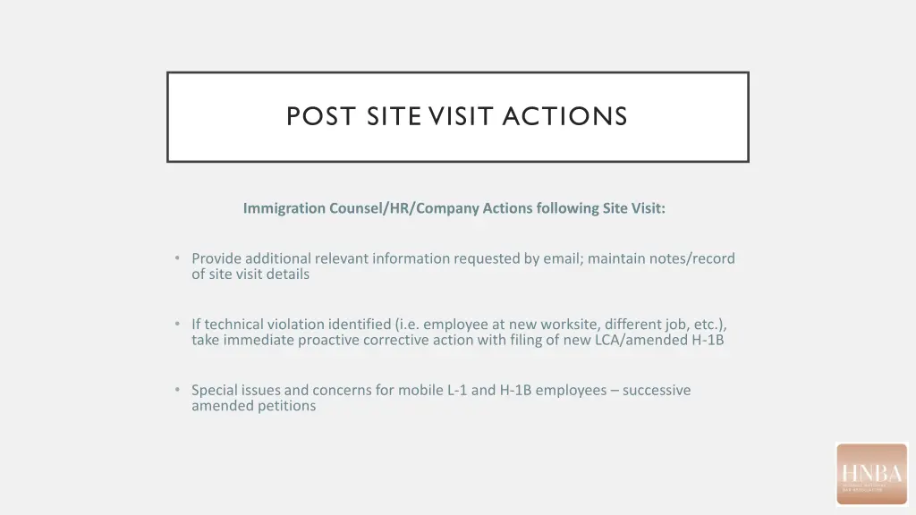 post site visit actions