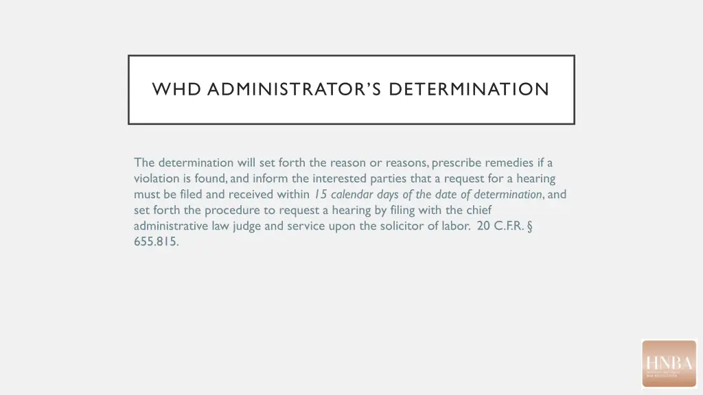 whd administrator s determination