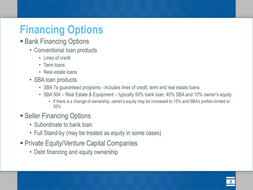 financing options bank financing options