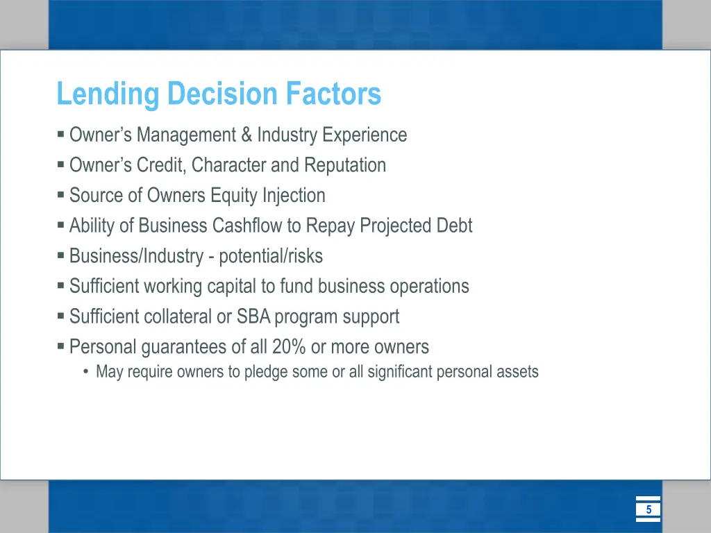 lending decision factors