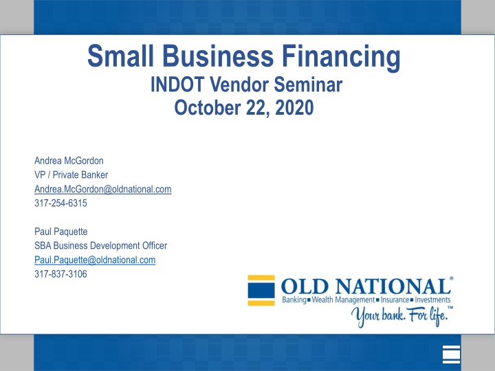 small business financing indot vendor seminar