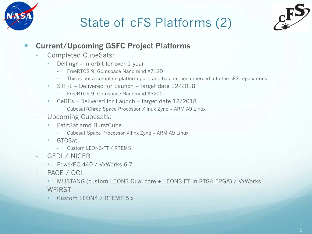 state of cfs platforms 2