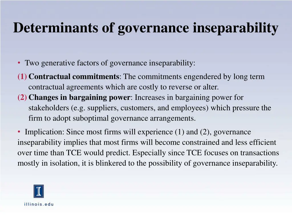 determinants of governance inseparability