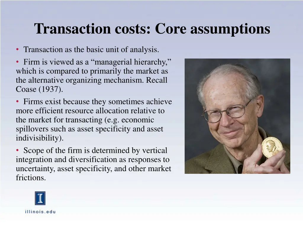 transaction costs core assumptions