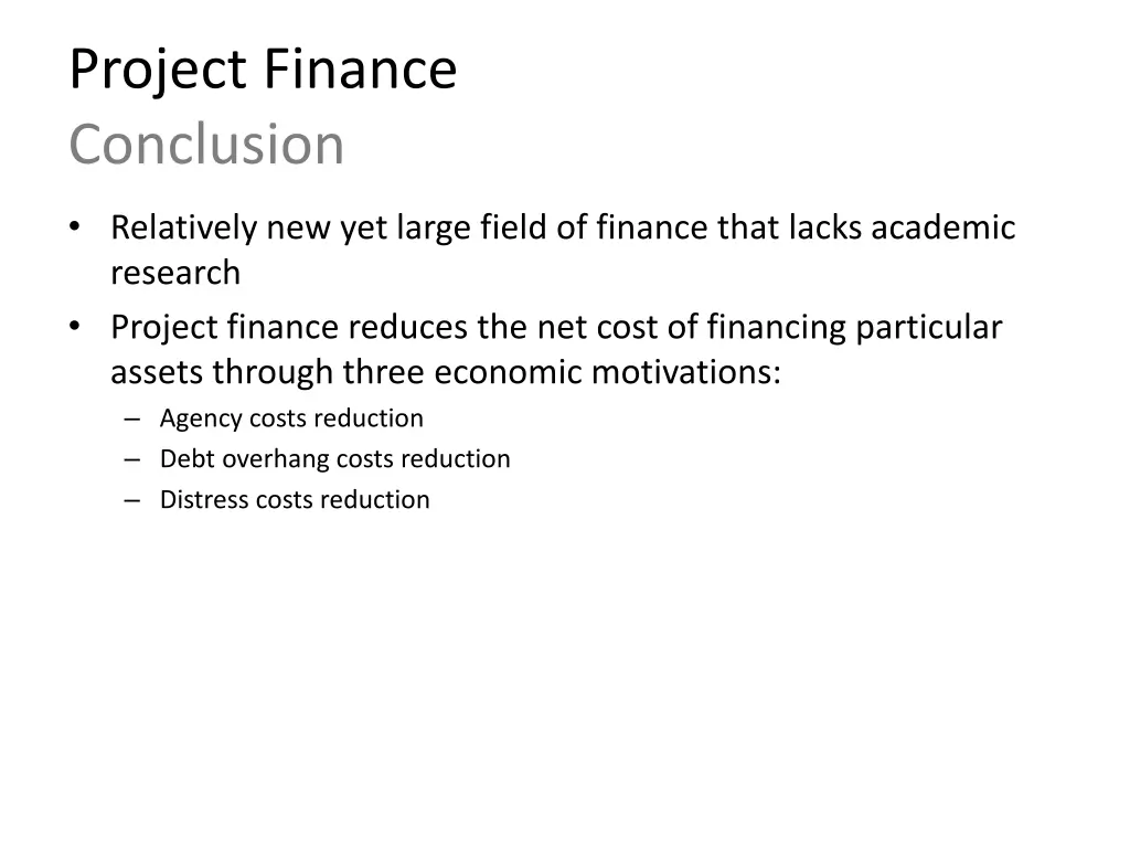 project finance conclusion
