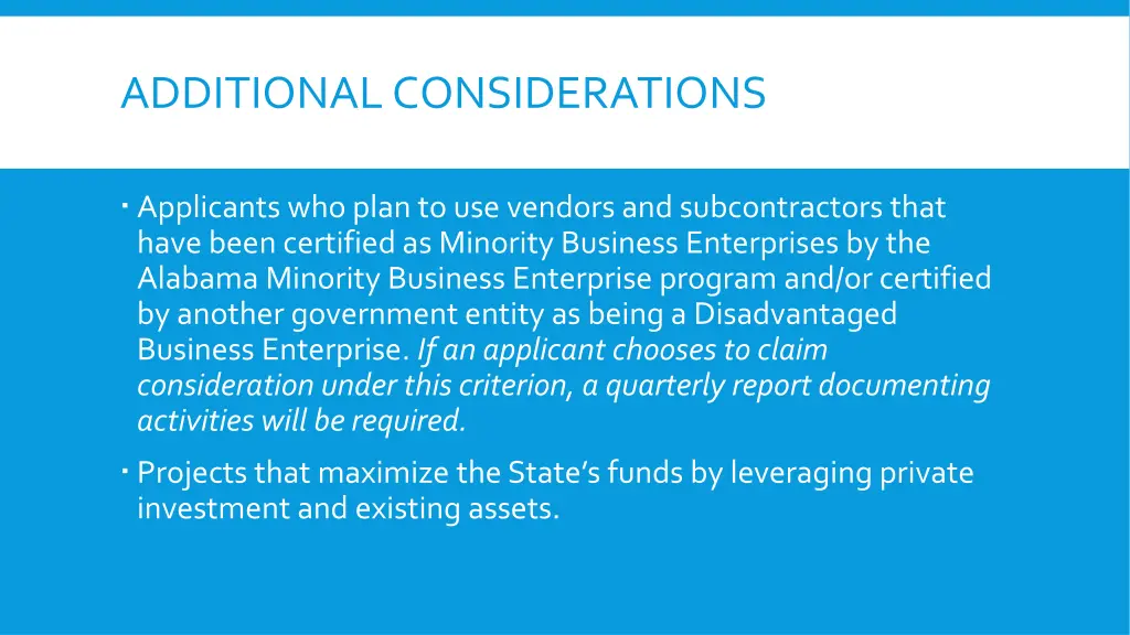 additional considerations 1