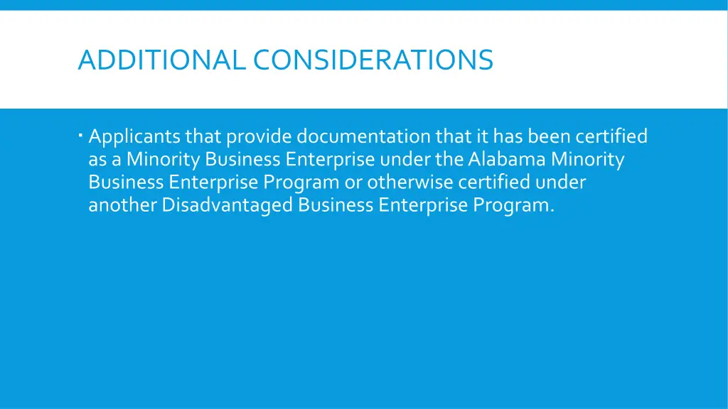 additional considerations