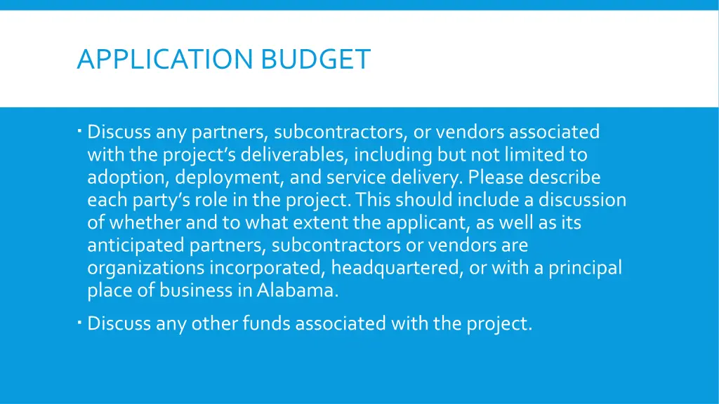 application budget 1